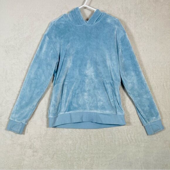 Athleta Girl Feelin Great Hoodie Plush Sweatshirt Thumbholes Youth XXL 16 Blue - Picture 1 of 7